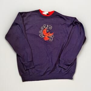 M&C Sportswear Cardinal Embroidered Sweatshirt Large Navy Red Crewneck
